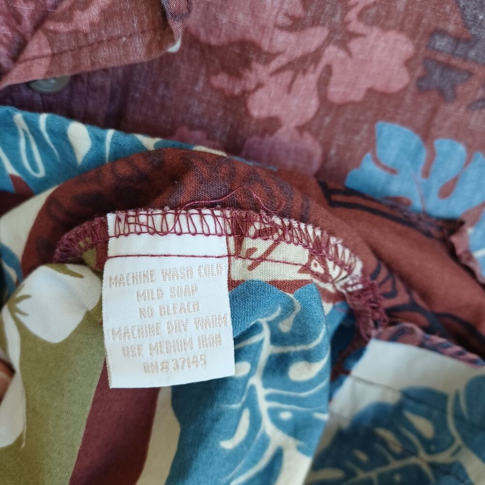 Hilo Hattie Shirt Hawaiian Original Vintage Rust Reverse Floral Print Mens Large - Picture 8 of 10